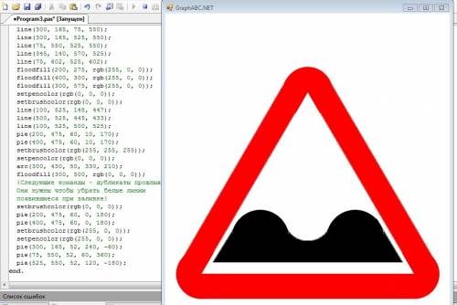 Нарисовать в паскале знак неровная дорога