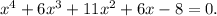 x^4+6x^3+11x^2+6x-8=0.