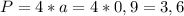 P=4*a=4*0,9=3,6