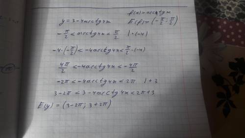 Объясните как это делать, 30 найдите область значений функции y = 3 - 4arctg4x