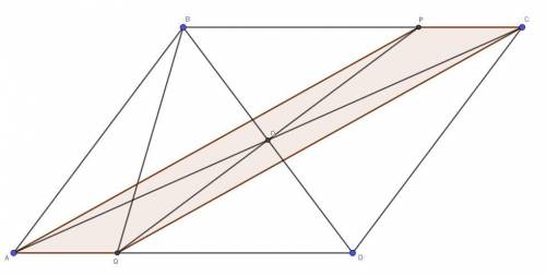Впараллелограмме abcd точки p и q расположены на сторонах bc и ad так, что bp = bq. докажите, что че
