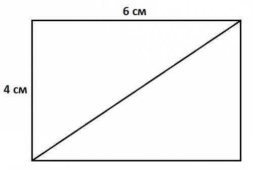 Постройте прямоугольник у меня 6 на 4 см. соедините отрезком две противолежащие вершины и найдите s