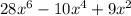 28x^6-10x^4+9x^2