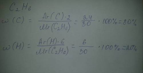Рассчитайте массовую долю каждого элемента c2h6