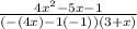 \frac{4x^2-5x-1}{(-(4x)-1(-1))(3+x)}