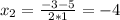 x_{2}= \frac{-3-5}{2*1}=-4