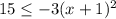 15 \leq -3(x+1)^{2}&#10;