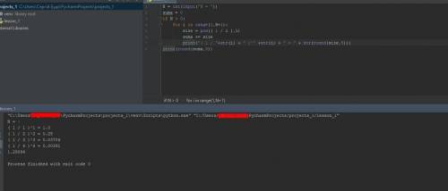 Составить программу вычисления суммы степеней (1/1)^n+(1/2)^n++(1/n)^n через вложенный цикл., .