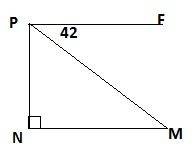 На рисунке треугольник mnp прямоугольный , угол n = 90 градусов , pf параллельно mn , угол mpf = 42