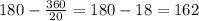 180 - \frac{360}{20} = 180 - 18 = 162