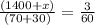 \frac{(1400+x)}{(70+30)}= \frac{3}{60}