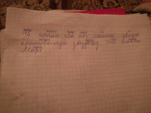 Разобрать предложение как часть речи.на ночном небе ты можешь увидеть красноватую звёздочку.это план