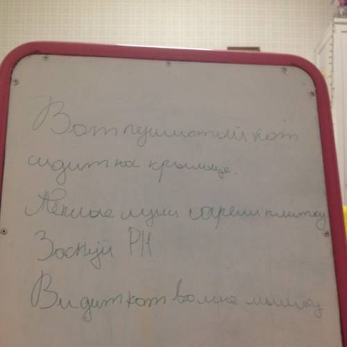 Из данных слов составить предложения . вот сидит крыльцо на пушистый кот. лучи плитка тёплые согрели