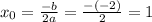 x_{0} = \frac{-b}{2a} = \frac{-(-2)}{2} = 1