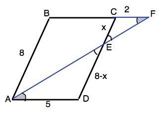 На стороне cd параллелограмма abcd отмечена точка f. прямые ae и bc пересекаются в точке f. найдите