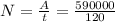 N = \frac{A}{t} = \frac{590000}{120}