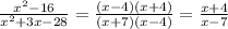 \frac{ x^{2} -16}{ x^{2} +3x-28}= \frac{(x-4)(x+4)}{(x+7)(x-4)}= \frac{x+4}{x-7}