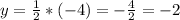 y= \frac{1}{2} *(-4)=- \frac{4}{2}=-2