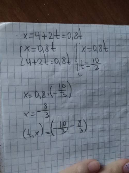 X=4+2t=0.8t как это решить x=0 v=0a=0 v график и s(t) уравнение