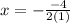 x=- \frac{-4}{2(1)}