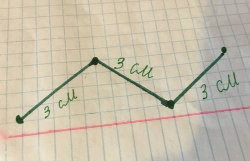 Начерти ломаную из трёх звеньев так чтобы длина ломаной была 9 см.при этом все звенья были одинаковы