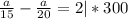 \frac{a}{15}- \frac{a}{20} =2 | *300