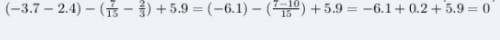 Решите уравнение (-3,7-2,/15-2/3)+5,9=