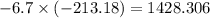 - 6.7 \times ( - 213.18) = 1428.306