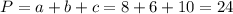 P=a+b+c=8+6+10=24