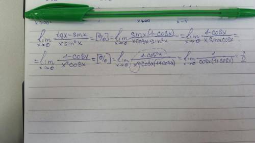 Решить предел: lim x стремится к 0 (tgx-sinx)/(x*sin^2x)