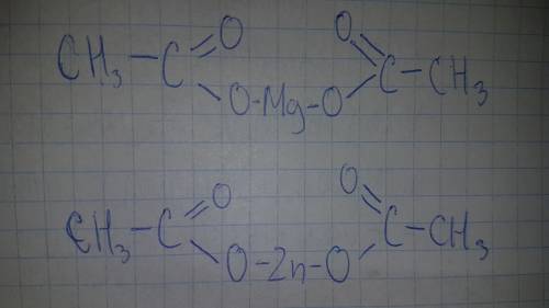 Напишите структурную формулу ацетата магния и ацетата цинка