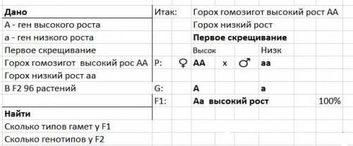 Угороха высокий рост доминирует над низким.гомозиготное растение высокого роста опылили пыльцой горо