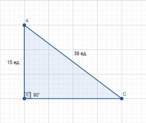 Найдите площадь прямоугольного треугольника если его катет и гипотенуза равны соответственно 15 и 39