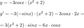 y=-3cosx\cdot (x^2+2)\\\\y'=-3(-sinx)\cdot (x^2+2)-3cosx\cdot 2x=\\\\=3(x^2+2)\cdot sinx-6x\cdot cosx