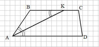надо в четырехугольнике abcd bc параллельно ad. биссектриса угла bad пересекает сторону bc в точке k