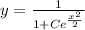 y=\frac{1}{1+Ce^\frac{x^2}{2}}