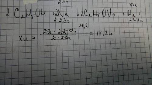 Який об'єм газу (н. у.) виділиться при взаємодії 23 г натрію із етанолом масою 23 г?