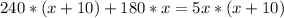 240*(x+10)+180*x=5x*(x+10)