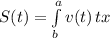 S(t)= \int\limits^a_b {v(t)} \, tx