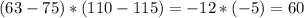 (63-75)*(110-115)=-12*(-5)=60