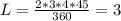 L= \frac{2*3*4*45}{360} =3