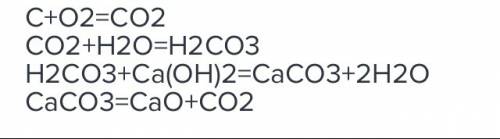 Как то так c-co2-h2co3 + ca-cao-ca(oh) 2 =