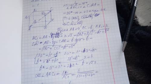 Известно что диагональ ac1 прямоугольного параллепипеда abcda1b1c1d1 образует углы 60 градусов и arc