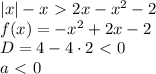 |x|-x \ \textgreater \ 2x-x^2-2 \\ &#10; f(x) = -x^2+2x-2 \\ &#10; D= 4-4 \cdot 2 \ \textless \ 0 \\&#10; a\ \textless \ 0