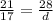 \frac{21}{17} = \frac{28}{d}