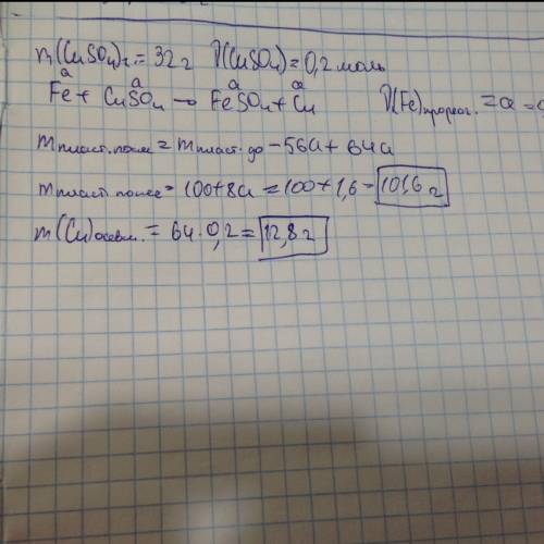 Враствор массою 200 г. с массовой частью (2) сульфату 16% окунули железную пластину массою 100 г. оп