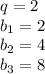 q=2 \\ &#10;b_1=2 \\ &#10;b_2=4 \\ &#10;b_3=8 \\