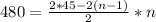 480 = \frac{2*45 -2(n-1)}{2} *n