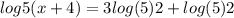 log5(x+4)=3log(5)2+log(5)2