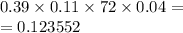 0.39 \times 0.11 \times 72 \times 0.04 = \\ = 0.123552